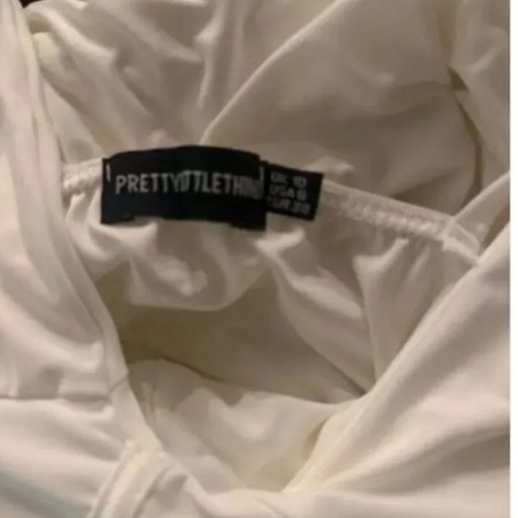 PrettyLittleThing White Slinky Panelled Midi Dress - Size 6 - Picture 5 of 5